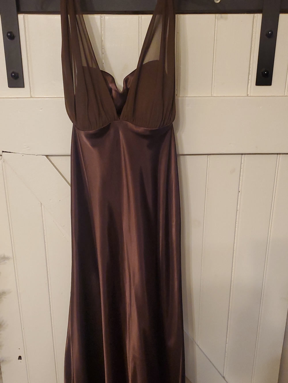 Silky Brown Halter Style Gown